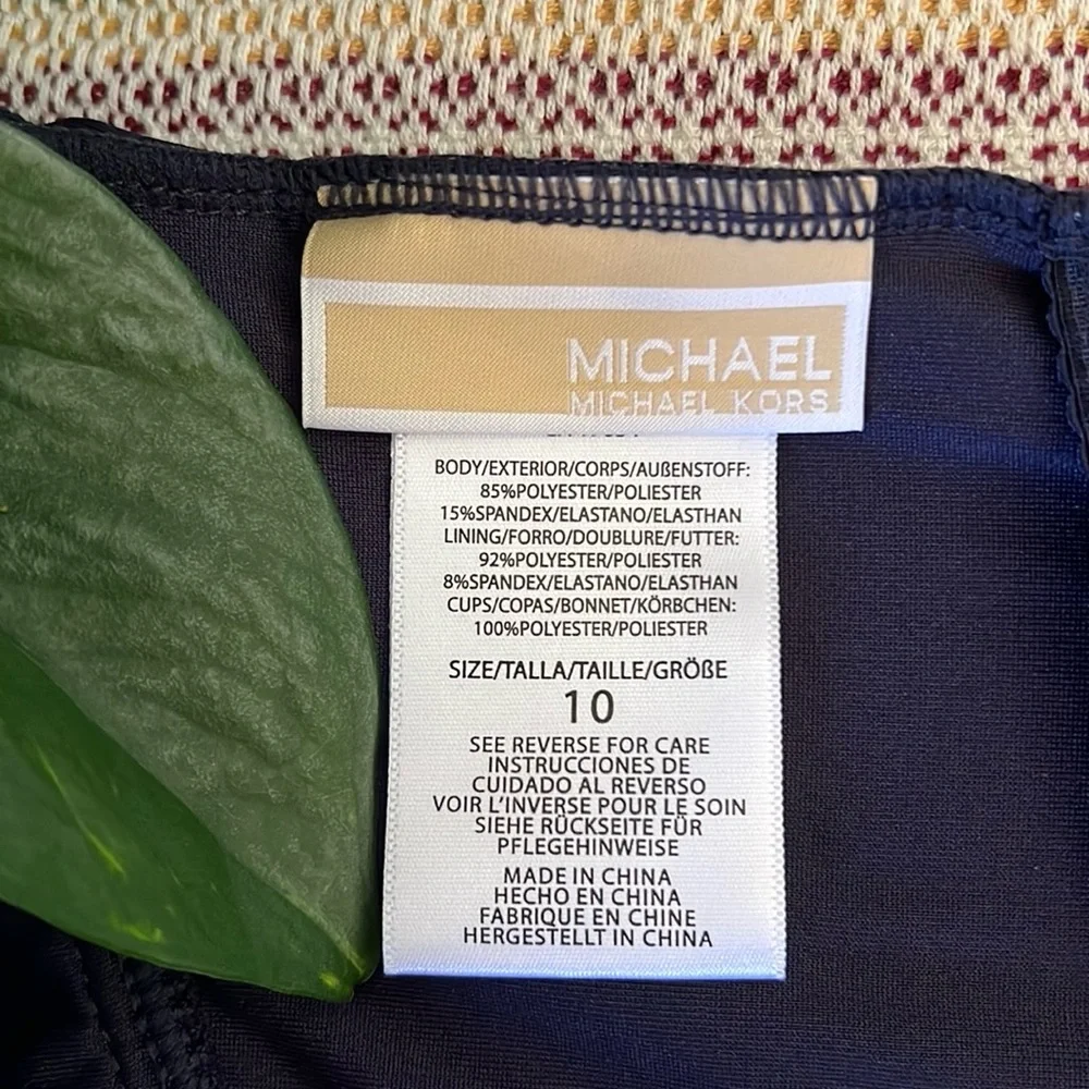 NEW Michael Kors One Shoulder O-Ring Blue Cut-Out One Piece Swimsuit, Size 10